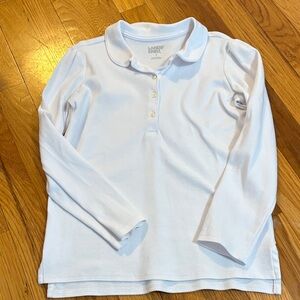 Lands' End Girls' White Long-Sleeve Polo Shirt